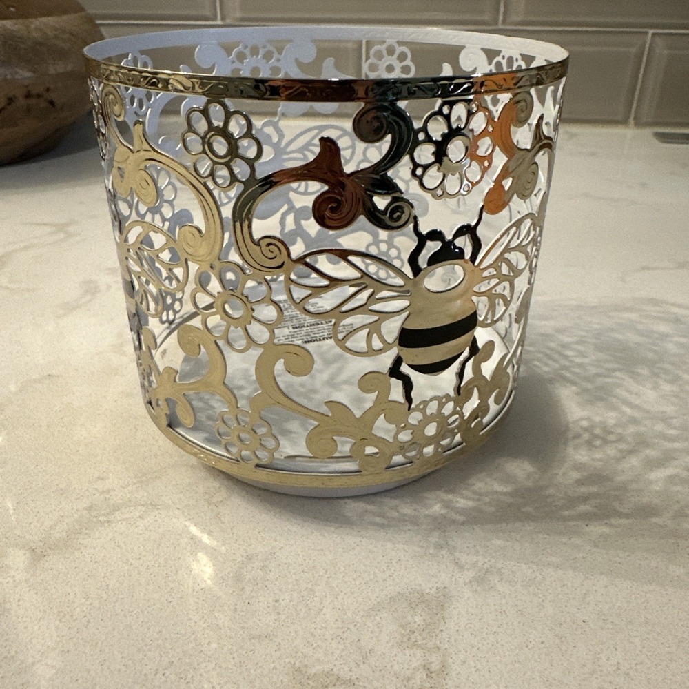 BATH & BODY WORKS ELEGANT BEE 3-WICK METAL CANDLE HOLDER SLEEVE NEW